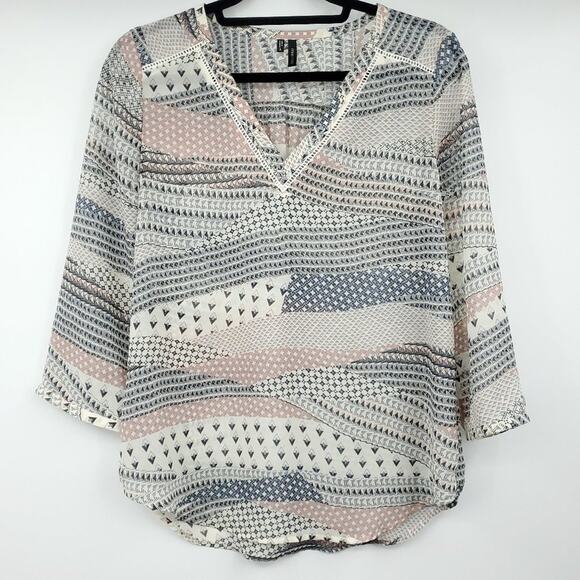 Maurices Sheer V Neck Tribal Blouse Tunic Small - Picture 1 of 8